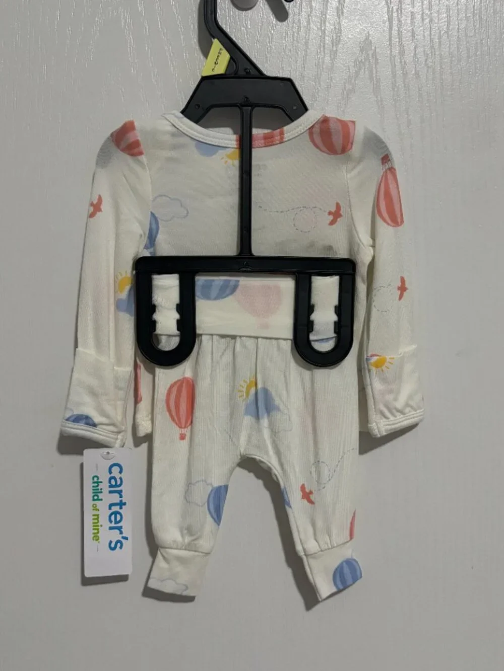 Carter's Child of Mine Baby 2-Piece Outfit Set, White Hot Air Balloon, Preemie - Picture 4 of 5